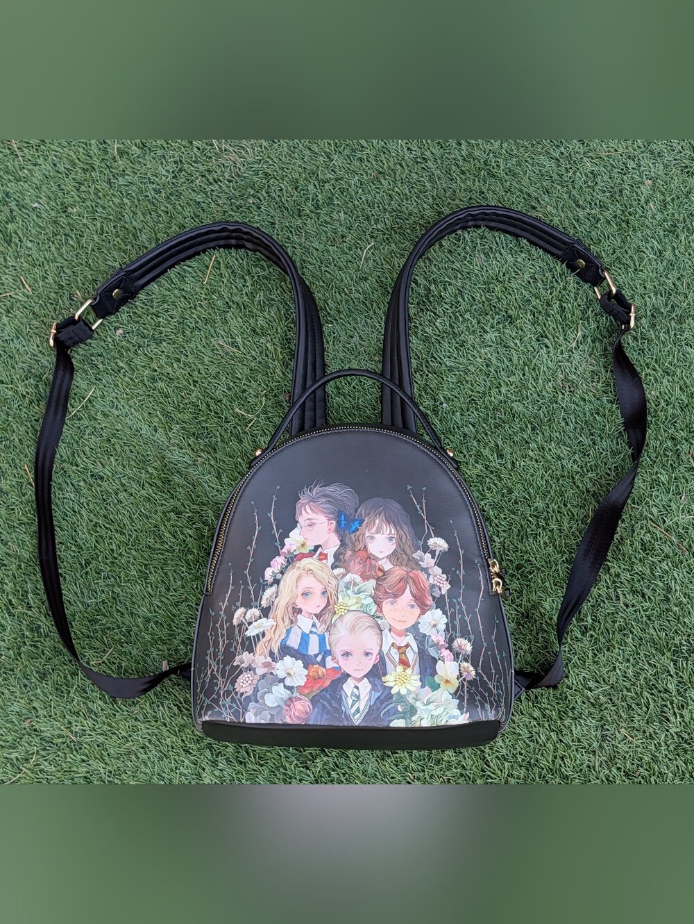 Harry Potter Floral Shojo Anime Mini Backpack - Harry Hermione Ron Luna Draco